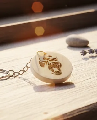 porte clé rond bois